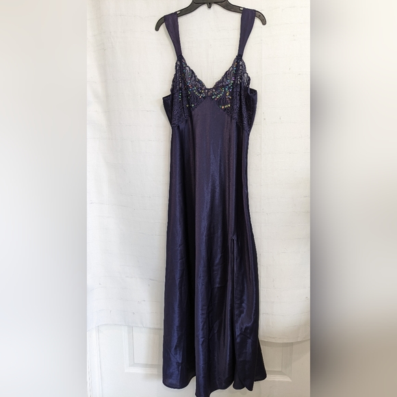 Victoria's Secret Other - Vintage Victoria's Secret Gold Label Blue Sequin Negligee Sleep Gown Lingerie